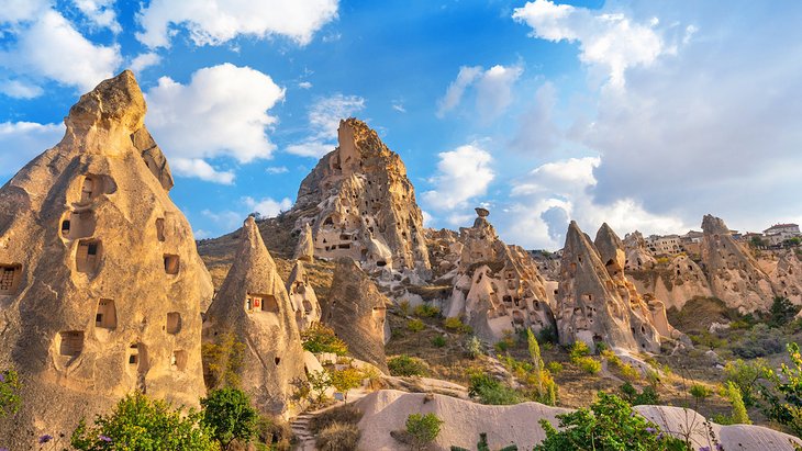 Homes built into the rocks in Goreme, Cappadocia