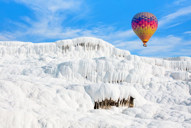 Hot air balloon over Pamukkale