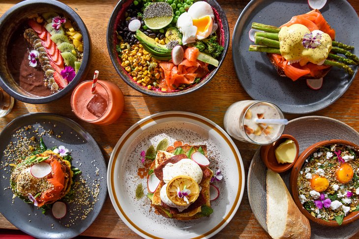 Breakfast dishes at a café in Melbourne