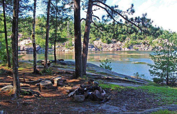 Backcountry campsite in Killarney Provincial Park