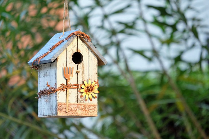A handmade birdhouse