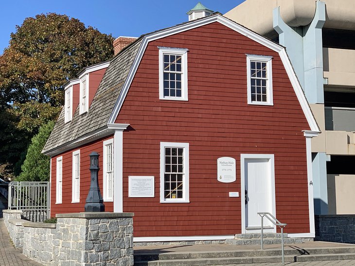 The front entrance to the Nathan Hale Schoolhouse