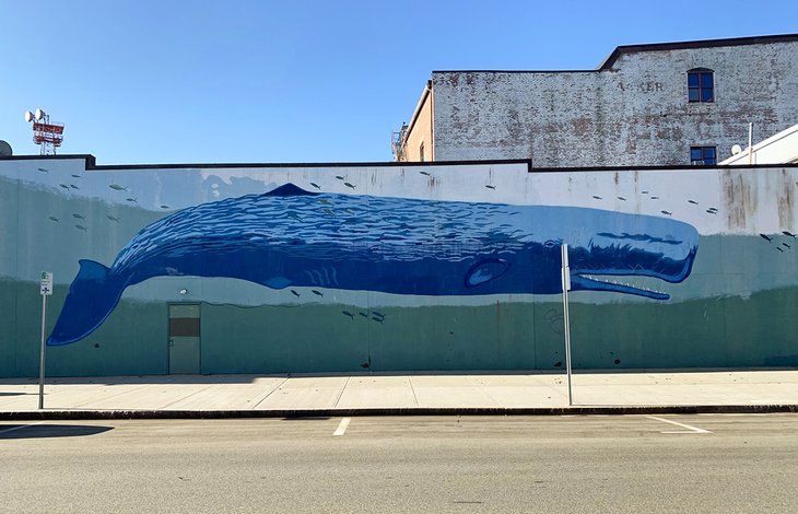 The Whaling Wall is an iconic landmark in New London's Historic Waterfront District