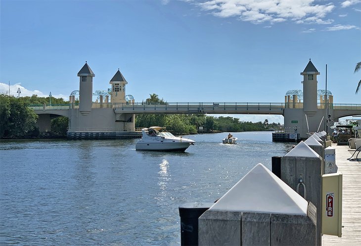Watching the drawbridge open and close is a favorite pastime of diners at Two Georges