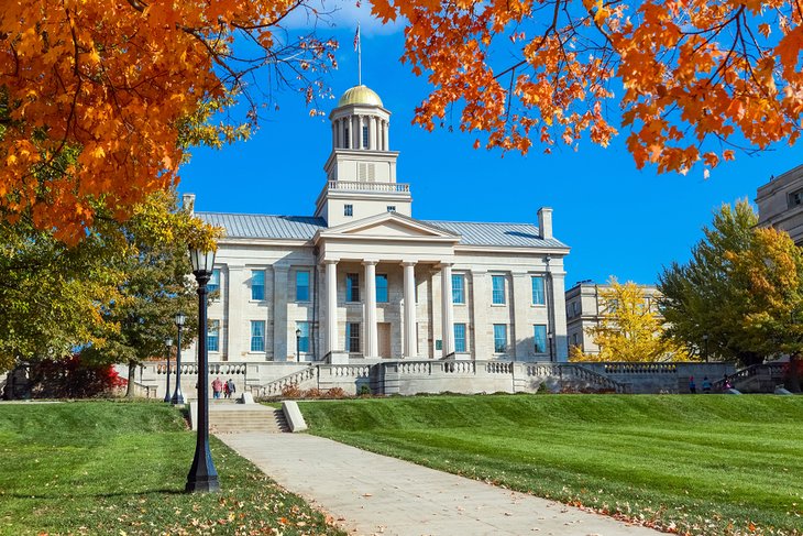 Old Capitol building, at the center of the University's Pentacrest on campus