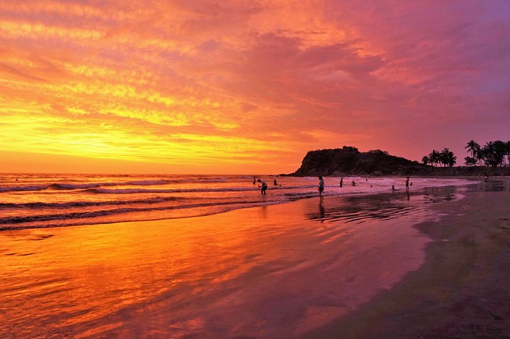 Golden sunset at the beach in Mazatlan