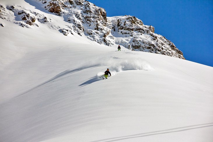 Heli-skiing in fresh powder