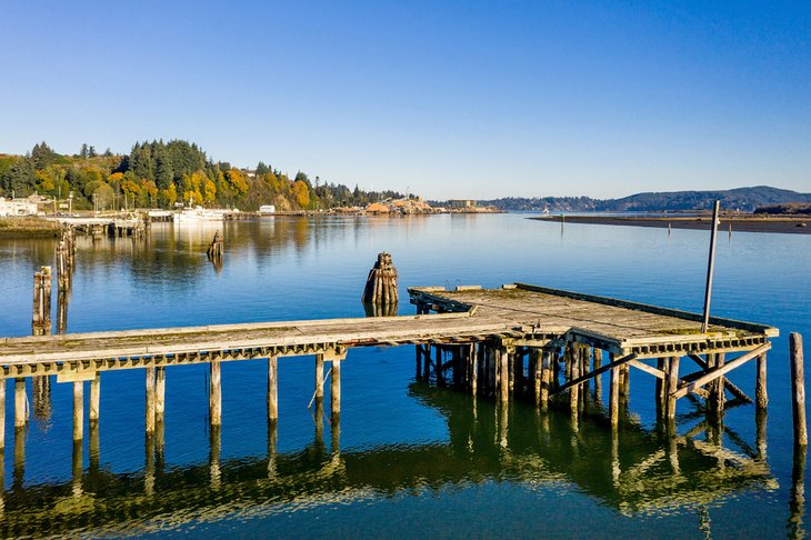 Wooden wharf in Coos Bay