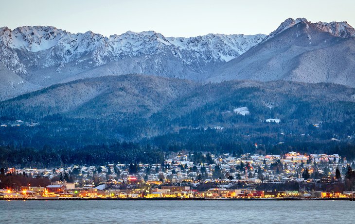 View from Ediz Hook of Port Angeles at dawn