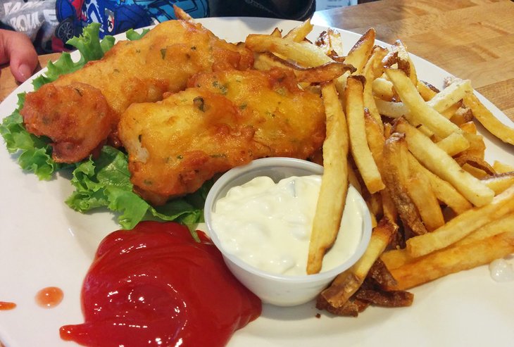 Fresh fish and chips at a restaurant in Trinidad