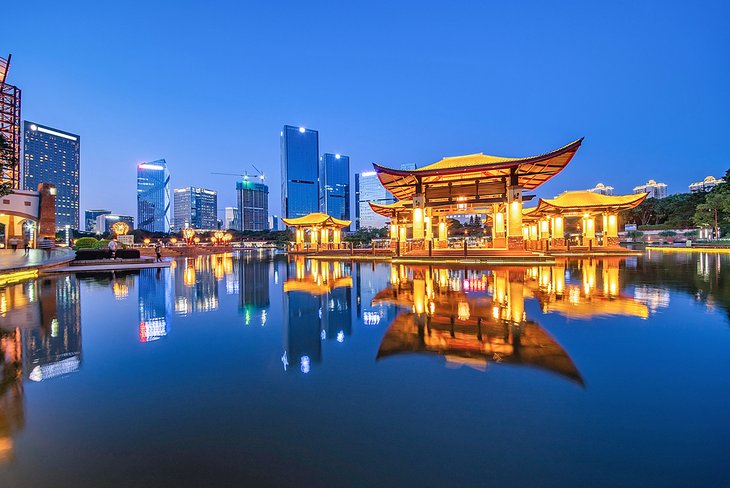 Old and new buildings in Foshan City