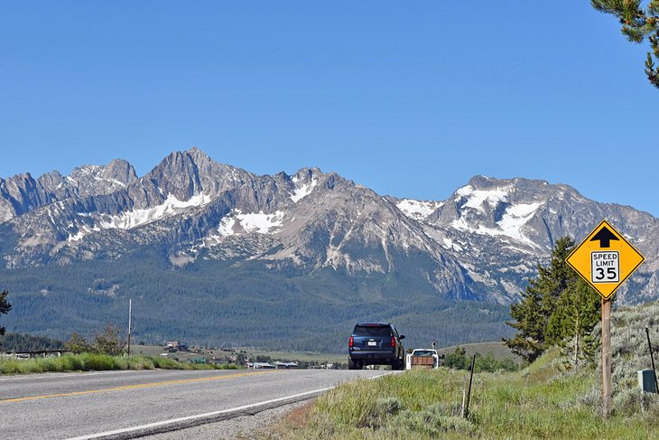 Approaching Stanley from the Salmon River Scenic Byway