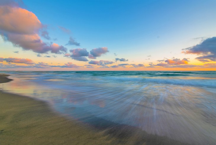 The beach at Fregene during sunset