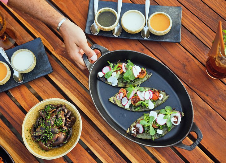 Freshly cooked food being served in Cabo San Lucas