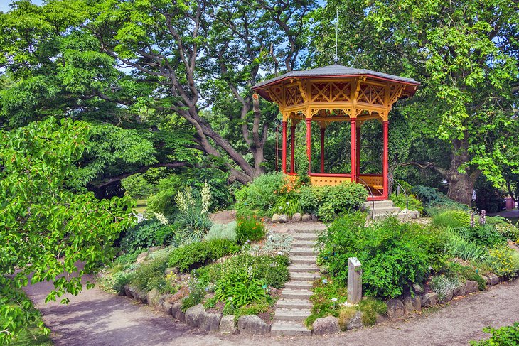 Wood gazebo in the DBW's Botanical Garden