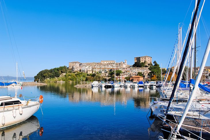 View from the port of Capodimonte on Lake Bolsena