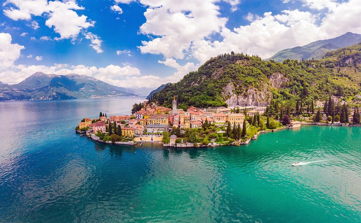 Aerial view of Varenna on Lake Como