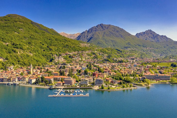 Aerial view of Porlezza, Lake Lugano