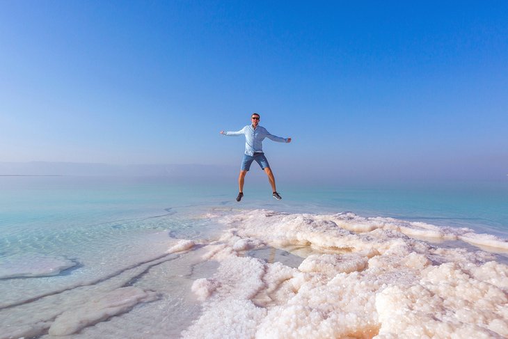 Salt deposits on the southern section of the Dead Sea