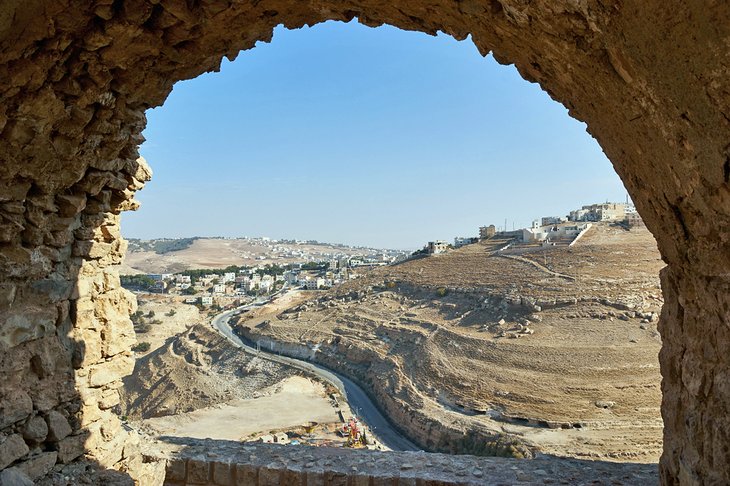View of the town of Kerak and the King's Highway from Kerak Castle