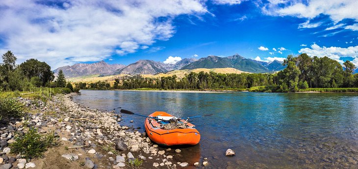 Raft on the Yellowstone River