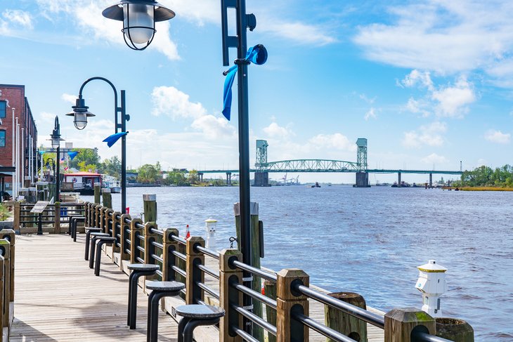 Riverwalk in Wilmington along the waterfront of the Cape Fear River