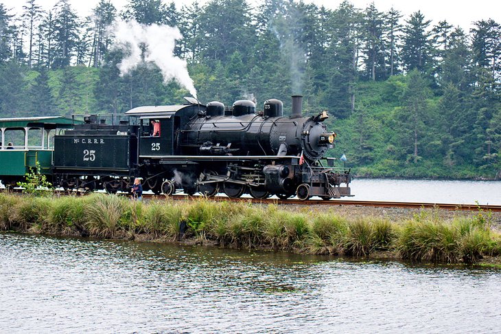 Steam engine on the Oregon Coast Scenic Railroad near Garibaldi