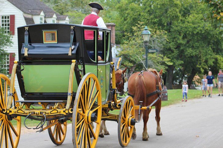 Horse-drawn carriage in colonial Williamsburg