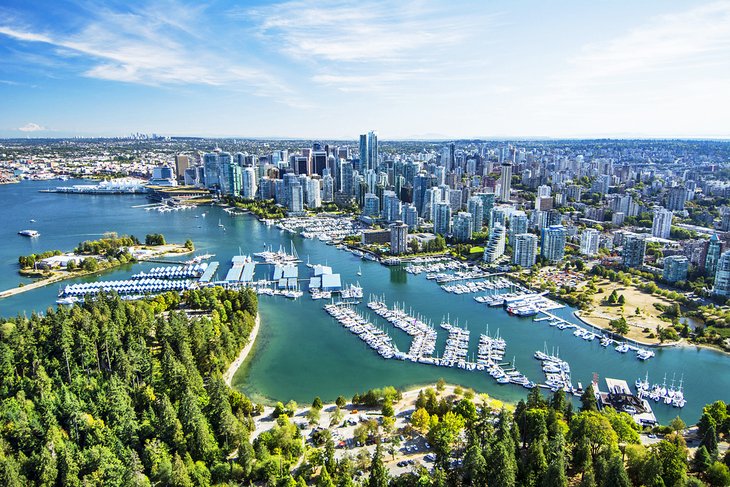 Aerial view of Stanley Park and Vancouver