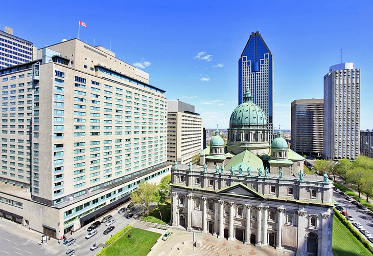 Aerial view of Canada Place (Place du Canada) in Montreal