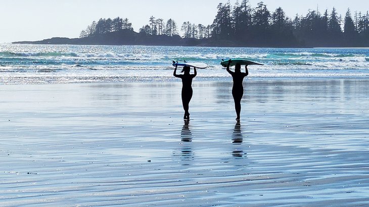 Surfers on Long Beach