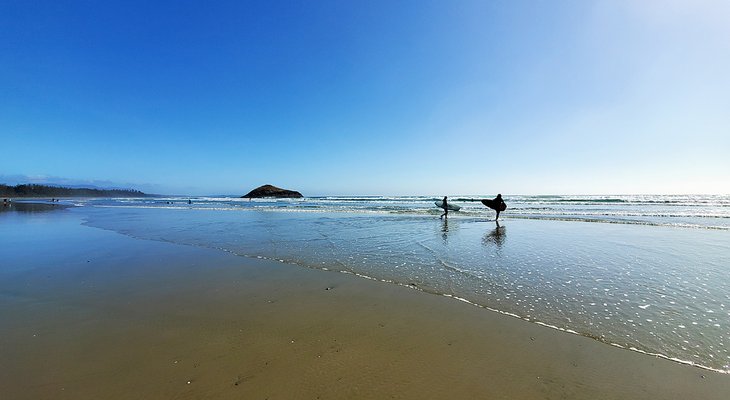 Surfers on Long Beach