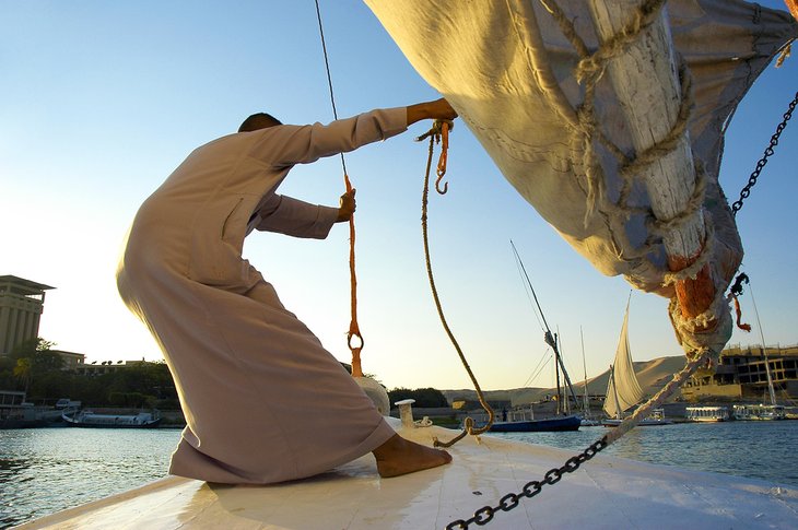 Felucca captain navigating the Nile