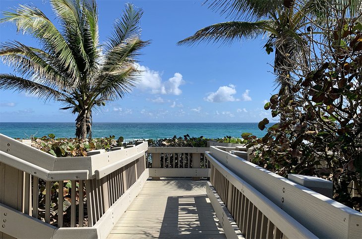 Boardwalk to the beach at Red Reef Park