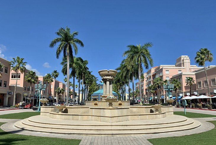 The central fountain at Mizner Park