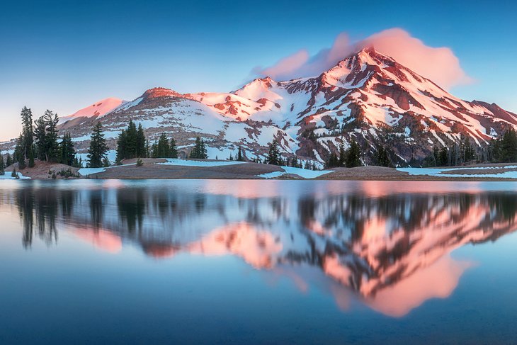 Sunrise on South Sister, seen from Inside Three Sisters Wilderness