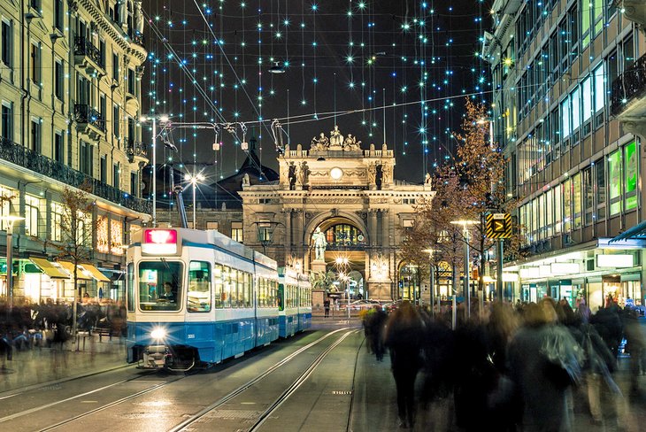 Christmas decorations on Bahnhofstrasse