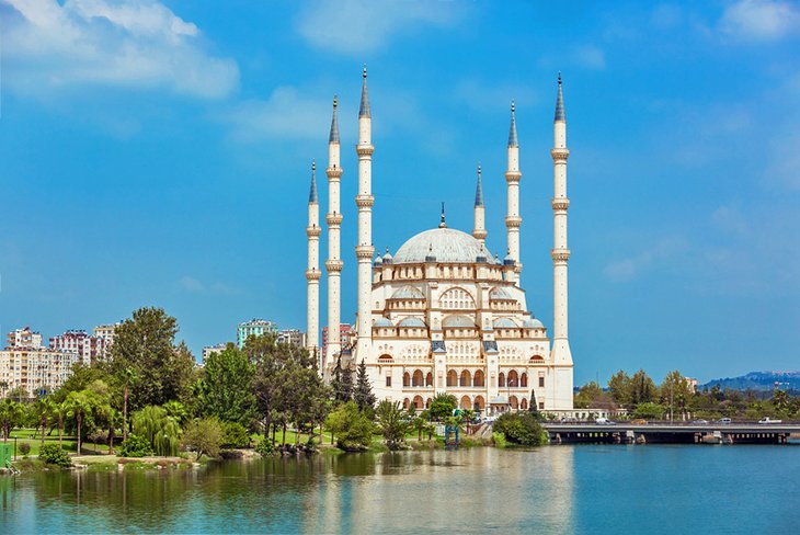 Sabanc&#305; Merkez Mosque seen from the river