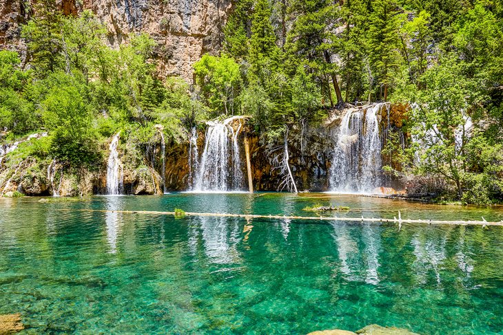 Waterfall flowing into Hanging Lake