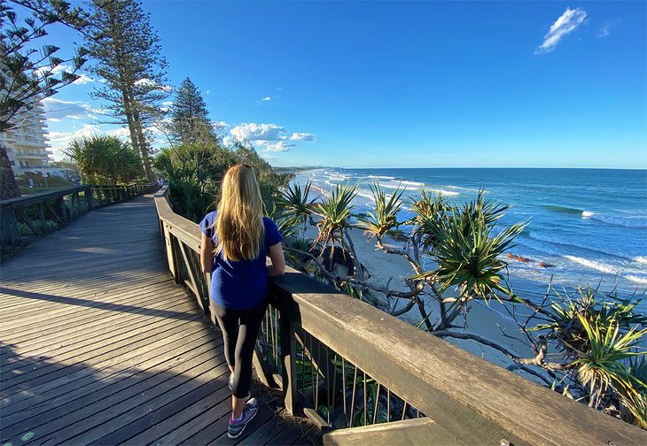 The author, Karen Hastings, enjoying the view from the Point Arkwright Trail