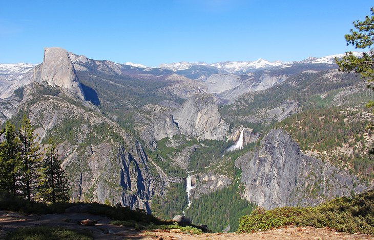 View of Half Dome, Vernal Fall, and Nevada Fall from Glacier Point