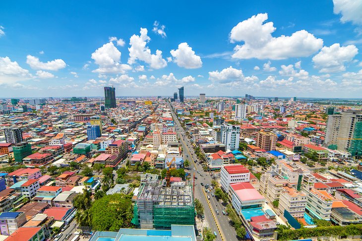 Vue aérienne de Phnom Penh