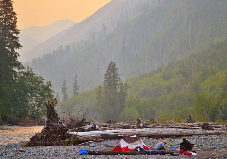 Backpacking on the Hoh River Trail, Olympic National Park, Washington