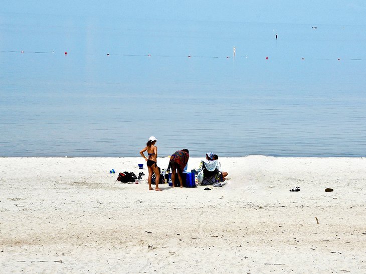 People enjoying the day at Grand Beach, Manitoba