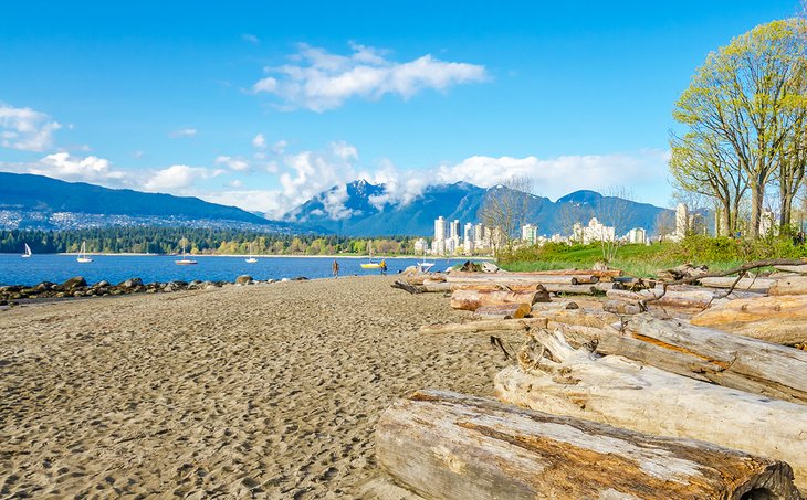 Kitsilano Beach and view of downtown Vancouver