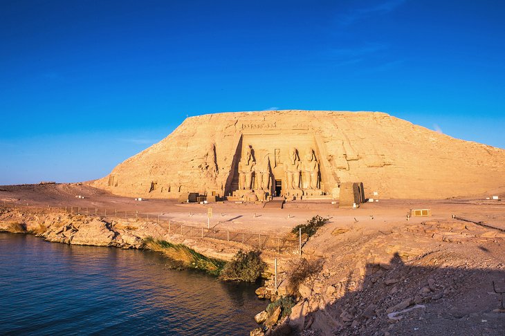 Overview of The Great Temple of Ramesses II at sunrise