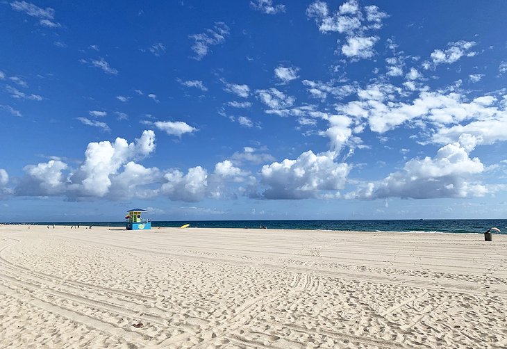 Soft golden sand welcomes visitors to Pompano Beach.