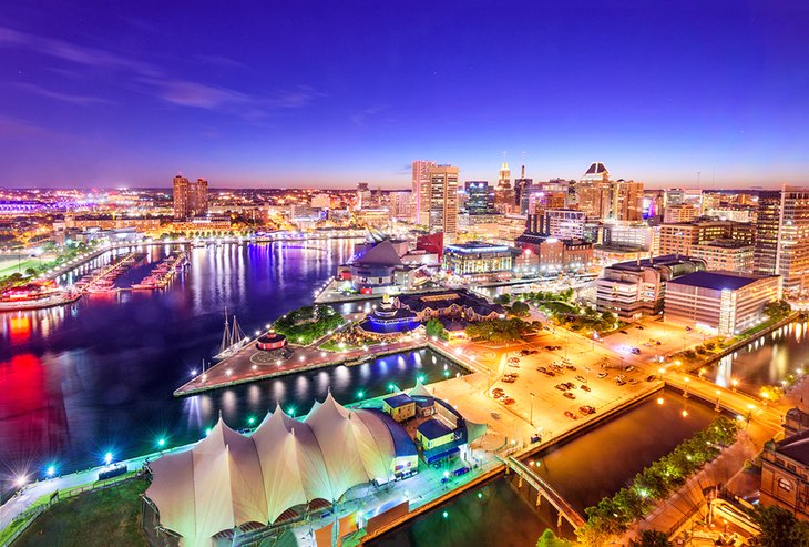 Baltimore's Inner Harbor at dusk