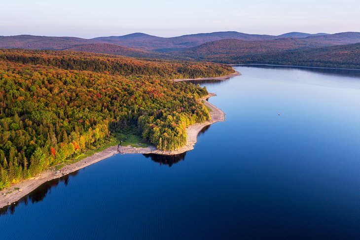 Aerial view of Lake Francis in fall