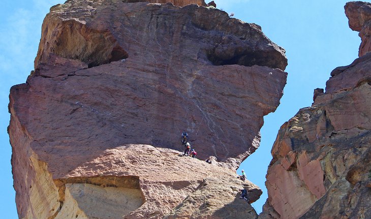 Climbers on Monkey Face in Smith Rock State Park